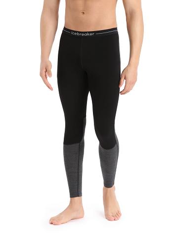 Black / Jet Heather Icebreaker 200 ZoneKnit™ Merino Leggings Men's Base Layers | AU 1341QMAZ